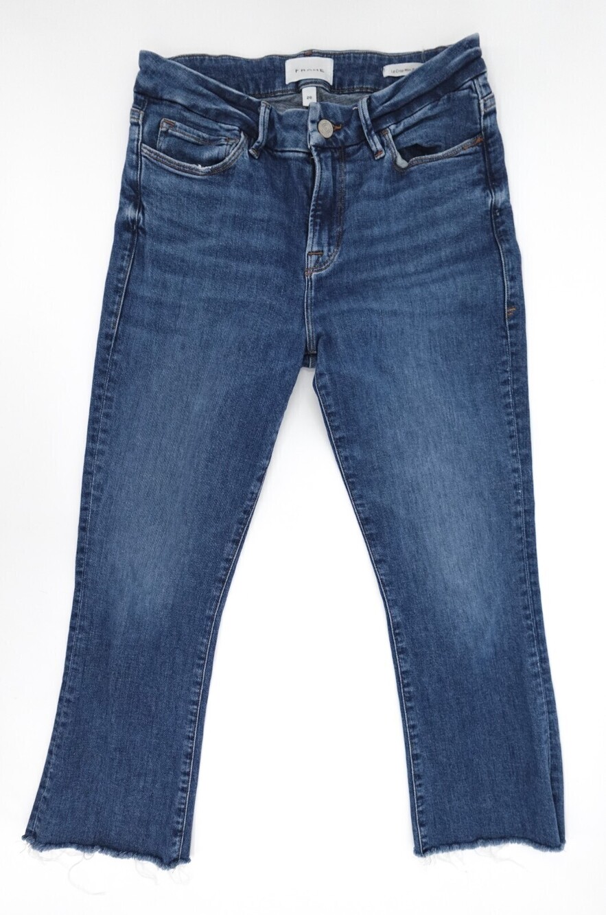 Frame Jeans Womens 26 Blue Cutoff Flare Mini Boot Cropped Mid rise Medium Wash